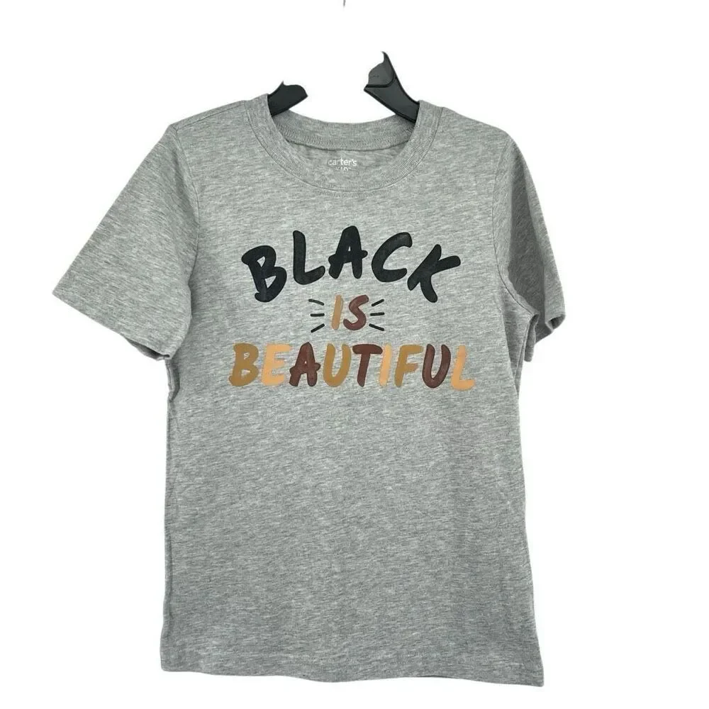 Carter’s Kids Black Is Beautiful Graphic Tee Size 5 Gray Short Sleeve T-Shirt
